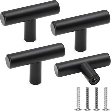 Lot de 4 poignées de porte d'armoire en acier inoxydable noir, boutons de tiroir vintage avec vis pour la décoration de la maison (1/5)