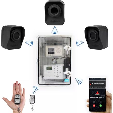 Kit "hangar agricole" - Point d'alerte GSM 4G IP65 + 3 détecteurs de mouvement sur piles (DA600+/KP) (1/5)