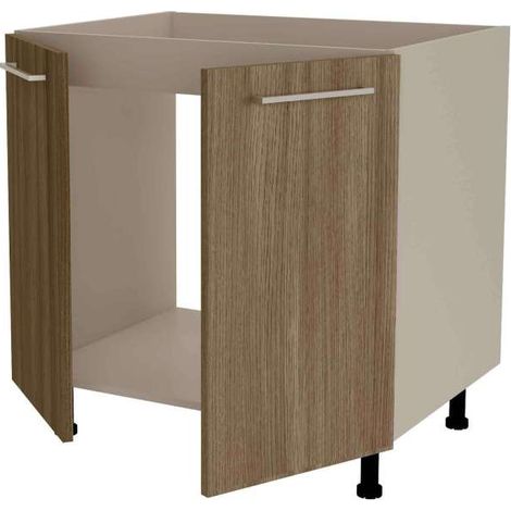 Mueble de cocina bajo para fregadero en gris cream y nogal noceto. 85 cm(alto)80 cm(ancho)60 cm(largo)