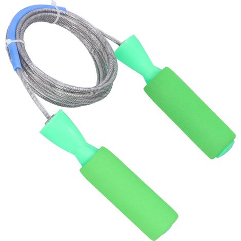 Corde à sauter en fil d'acier pour le fitness, l'entraînement et la musculation (verte) pour hommes et femmes. (1/5)