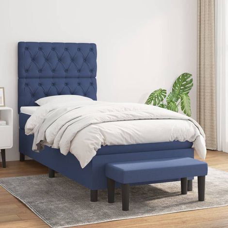 Lit à sommier tapissier avec matelas Lit Adulte Meuble de Chambre à Coucher Bleu 80x200 cm Tissu VSGS225272 (1/5)