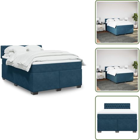 vidaXL Sommier à lattes de lit et matelas bleu 160x200 cm velours (1/5)