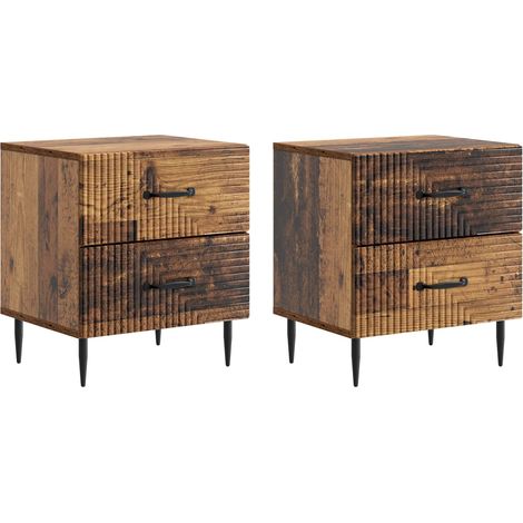 vidaXL Cabinet de chevet 2 pcs Bois ancien 43 x 34,5 x 47,5 cm (1/5)