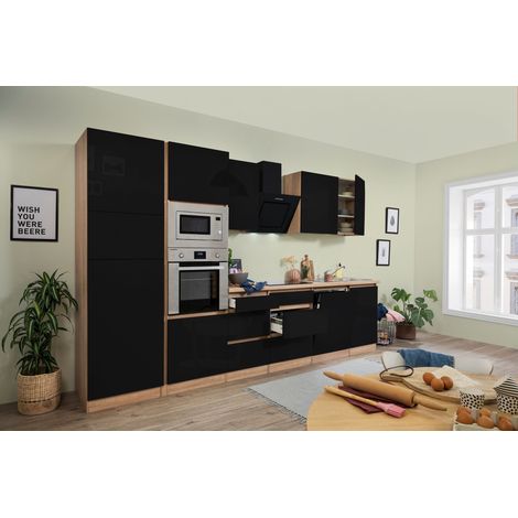 Cuisine Kitchenette sans poignée Chêne noir Lorena 345 cm Respekta