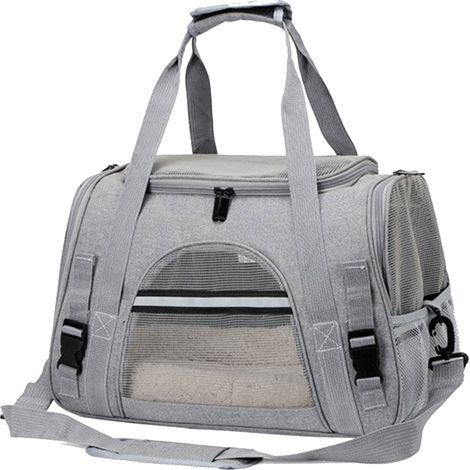 Sac Transport Chat, Caisse de Transport Chien Respirant et Pliable jusqu'à 6 kg, Transporteurs avec Matelas en Peluche, Boîte de Transport avec (1/5)