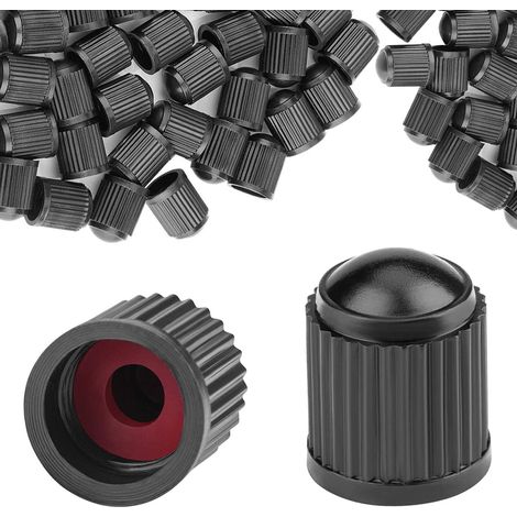 Lot de 30 bouchons de valve de pneu en plastique avec joint pour vélo, moto et camion (noir) (1/5)