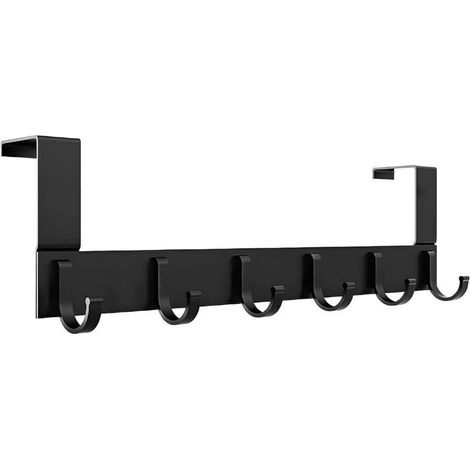 Porte Manteau pour Porte, Noir Patère Acier inoxydable,6 Crochets Porte Manteaux pour Chambre à Coucher Salle de Bains Porte de Cuisine Türhaken-6 (1/4)