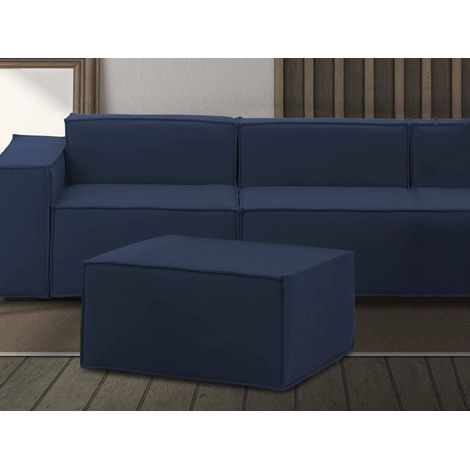 Talamo Italia Puff Barbara, Otomana de la sala de estar, 100% Made in Italy, Sillón relax en tela tapizada, 80x70h43cm, Azul, con embalaje reforzado (1/5)
