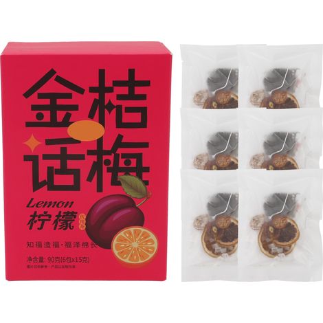 Sachets de thé aux fruits kumquat citron prune, infusion saine pour matin et après-midi, lot de 6 (1/5)