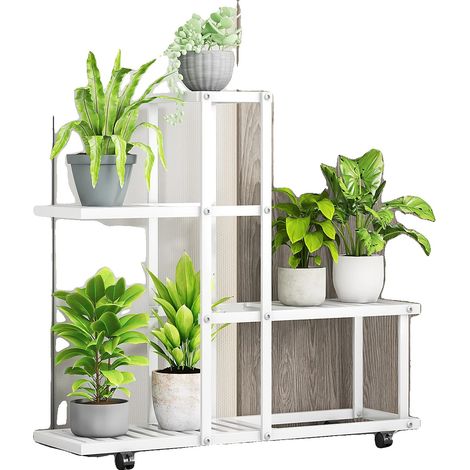 Soporte para plantas, diseño multinivel, portátil y duradero, H9035 Blanco (1/2)