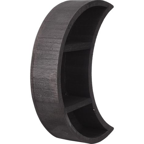 Tablette lunaire demi-cercle en bois noir mat présentoir cristaux pierres objets déco murale 17,8 x 5,3 x 24,7 cm 1 pièce (1/4)