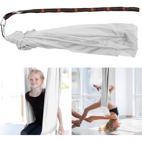 Hamac Enfant Polyester Élastique Confortable - Hamac Sensoriel Aérien Yoga Intérieur et Extérieur Gris Argenté