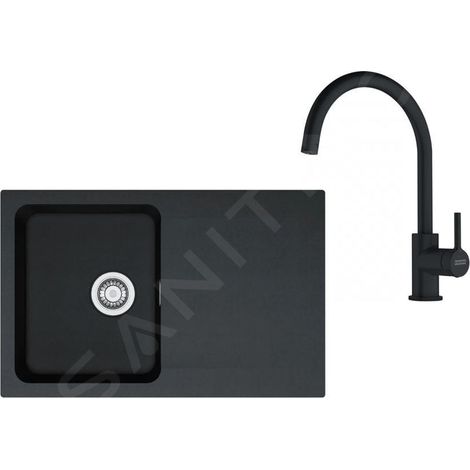 Franke Colonnes - Set de cuisine T119Č, évier en tectonite OID 611-78 + robinet FP 6018.901, noir / noir mat 143.0687.312 (1/4)