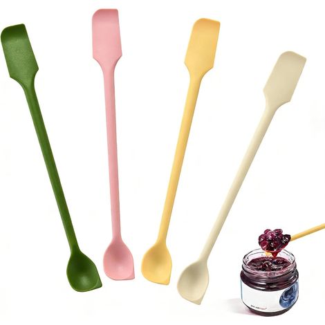 Silicone Spatulas Set of 4 Mini Spatulas 10.2 Inch Double Sided Small Kitchen Spatula Multifunction Mini Silicone Spatulas Reusable for Narrow Bottle, Jam and Creams (4 Colors) (1/5)