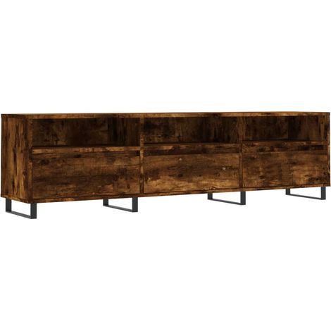 Meuble TV chêne fumé 150x30x44,5 bois d'ingénierie (1/5)