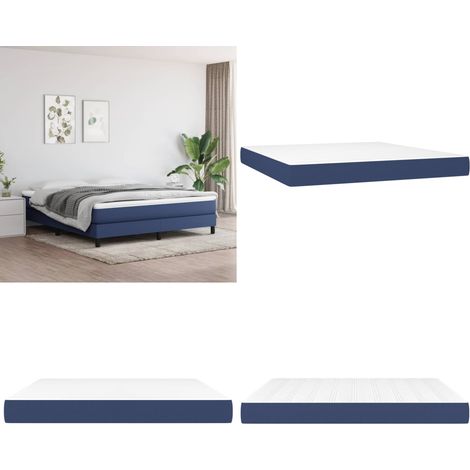 Colchón de muelles ensacados firmeza media tela azul 160x200x20 cm - Firmeza media - Soporte de cama