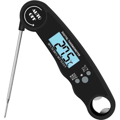 Termometro per carne, termometro da cucina, termometro per griglia, termometro digitale istantaneo con misurazione in 3 secondi, sonda pieghevole e display LCD, per (1/5)