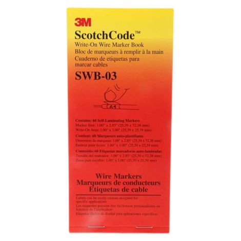 Carnet de repères de câbles 3M SWB -03 Adhésif, Ø câble 8  15mm, Blanc ( Prix pour 1 )