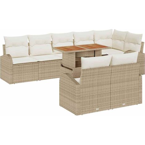 Maison Exclusive - Set Divano da Giardino con cuscino 9 pcs beige e panna