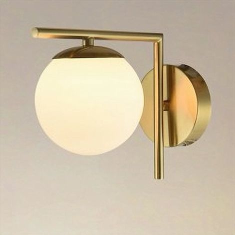 TrAdE Shop Traesio - Applique Parete Attacco G9 Sfera Vetro Metallo Oro Lampada Moderno Minimal 32842 - (1/5)