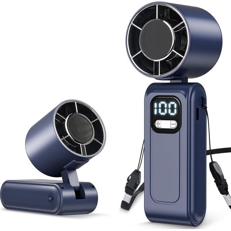 Portable Handheld Fan, High-Speed Turbo Hand Fan, 5000mAh Foldable Rechargeable Mini Personal Fan with Stepless Speed Control, LED Display, Powerful Battery Fan for Outdoor Travel Summer Gifts (1/5)