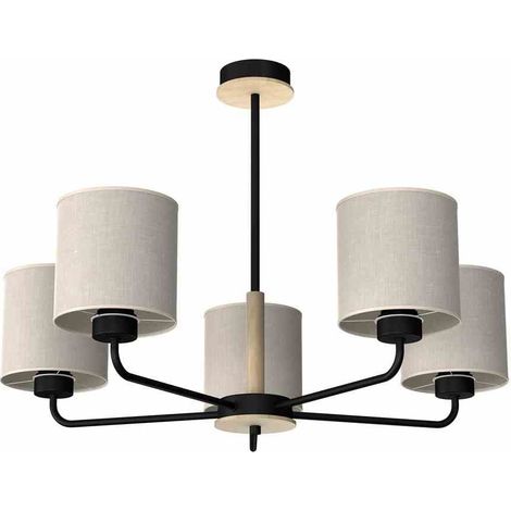 Suspension Milagro Atlanta 5xE27 tissu gris/noir Ø70 (1/5)