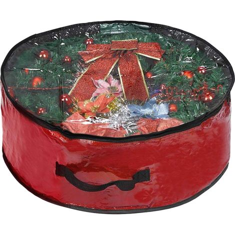 Sac De Rangement Pour Couronne De Noël - Fenêtre Transparente - Tissu Résistant Aux Déchirures - 1 Pièce (1/5)