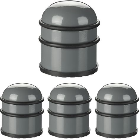 4 x Türstopper für Türen & Fenster, Türbremse aus Edelstahl & Gummi, hoch & rund, innen, Bodenpuffer, ∅ 7 cm, dunkelgrau
