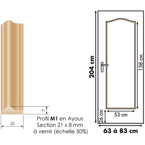 Décor de porte coulissante en bois exotique à vernir – Panneau 1 doucine – Pour espaces intérieurs – Installation facile (1/2)