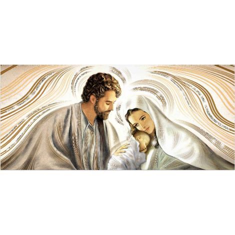 Lupia Quadro Sacra Famiglia tela Glitter BRILLANT 45x100 cm NATIVITY BROWN