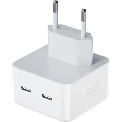 Chargeur rapide double USB-C 20 W Apple, compatible PD, norme européenne, universel pour téléphones et tablettes