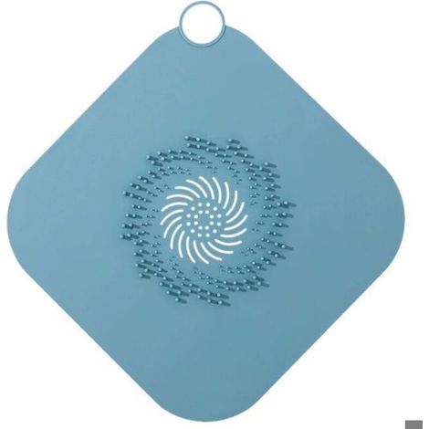 Siphon de douche en silicone, filtre de vidange de douche, couvercle de vidange en silicone (bleu) (1/4)