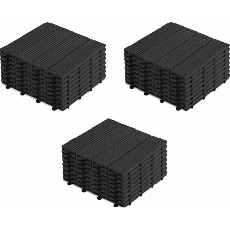 Lot de 24 dalles clipsables en bois composite gris