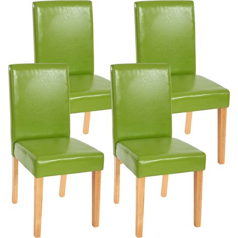 [NEUWERTIG] 4er-Set Esszimmerstuhl Stuhl Küchenstuhl Littau Kunstleder, grün, helle Beine