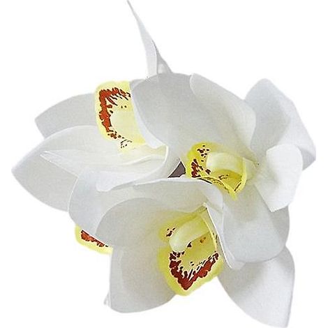 Fleur en soie artificielle, imitation exquise et pratique au toucher ultra réaliste, cymbidiumblanc (1/5)