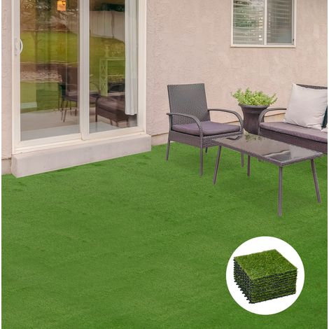 Klick-Rasendielen 30 x 30 cm, Höhe 25 mm, 10er-Set, dunkelgrün OKMYHOME (1/5)
