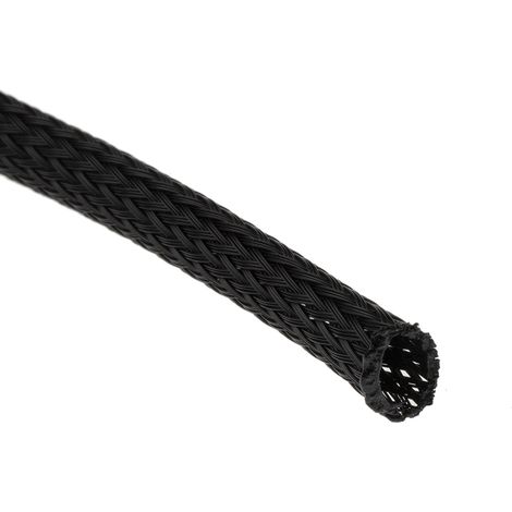 Gaine Tressée 6mm RS PRO, Noir en PET, 5m ( Prix pour sachet de 5 Mètres )