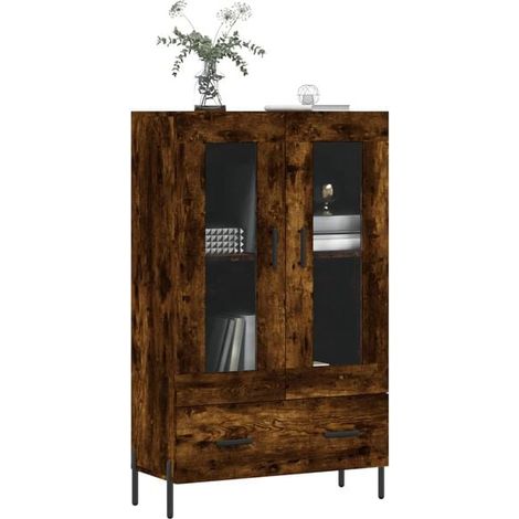 Buffet de Cuisine Haut en Chêne Fumé, Meuble de Rangement 69.5x31x115 cm, Bois d'Ingénierie (1/5)