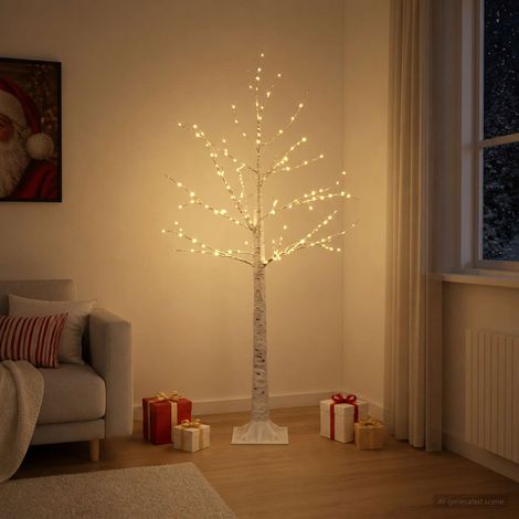 vidaXL Albero di Natale in betulla Bianco 22 x 22 x 120 cm Plastica (1/5)