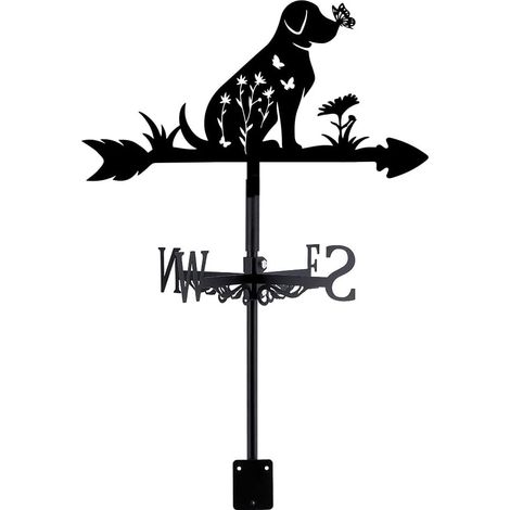 Outdoor Garden Weathervane for Dogs, Metal Roof Weathervanes for Dogs, Flowers, Butterfly, Wind Direction Indicators, Black Deco Outdoor Garden (1/5)