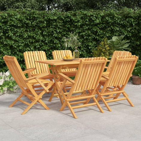 7 pcs Ensemble à dîner de jardin, Mobilier à dîner, Table et Chaises à Manger Bois de teck solide MKPO22928 (1/5)