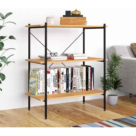 336340 vidaXL 3-Tier Shelving Unit Black and Oak 80x40x92 cm (1/5)