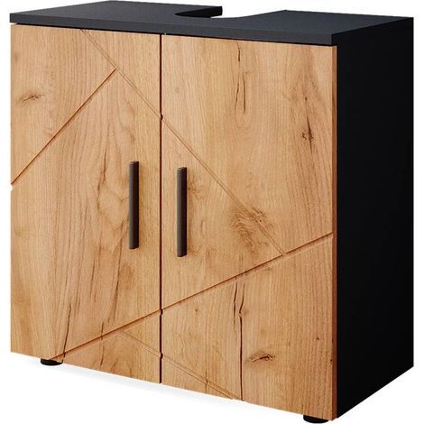 Meuble sous vasque simple Irma, Chêne doré/anthracite, 60 x 59 cm, Vicco