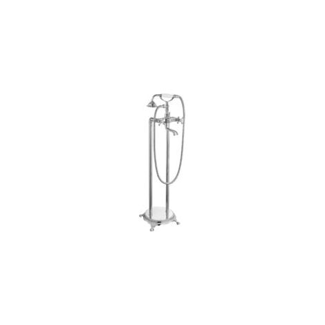 Robinet de baignoire sur pied chromé avec douche à double jet croisé, bouton en forme de téléphone, mitigeur de salle de bain de haute qualité (1/5)