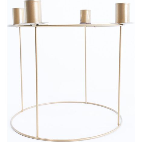 TrendLine Deko Metall Adventskranz, gold, Ø 24,5 cm Weihnachtskranz Tischkranz (1/3)