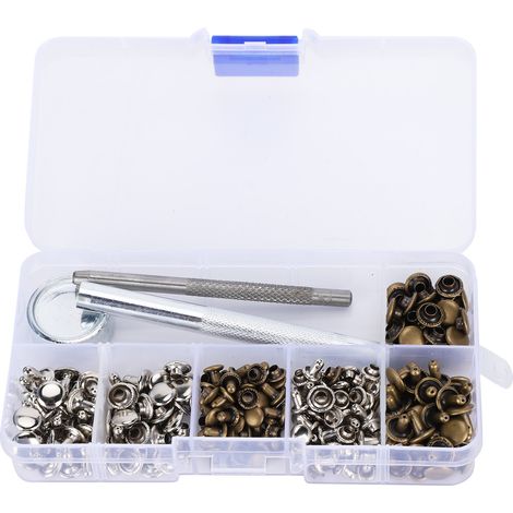 Kit 120 rivets en laiton double face pour boutons pression, accessoires de couture et artisanat du cuir (1/5)