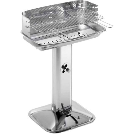 Barbecue à charbon portable 60-40 – Grille en acier chromé 60,5 x 33 cm – Hauteur 89 cm – Système de ventilation réglable – Ompagrill