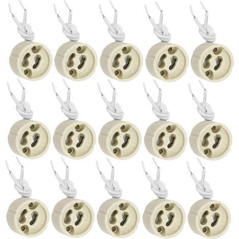 20 Pièces GU10 Support de Lampe Douille GU10 Base en céramique 2A 250V avec 9cm Câble en Silicone Douille D\'ampoule Connecteur Adaptateur pour LED et Halogène (1/5)