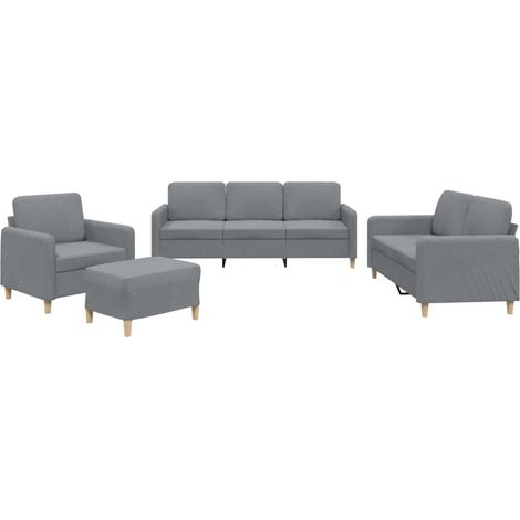 Ensemble de Canapé  Sofas 4 pcs avec coussins Gris clair Tissu (1/5)
