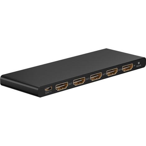 goobay 58483 Divisor HDMI 1 a 4/HDMI Compatible con resoluciones de hasta 4K a 60 Hz / 1 señal de Entrada HDMI a hasta 4 Salidas HDMI como televisor, Monitor, proyector, PS5 y Xbox